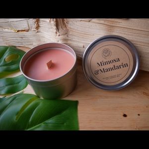 Mimosa and Mandarin soy candle tins 8oz